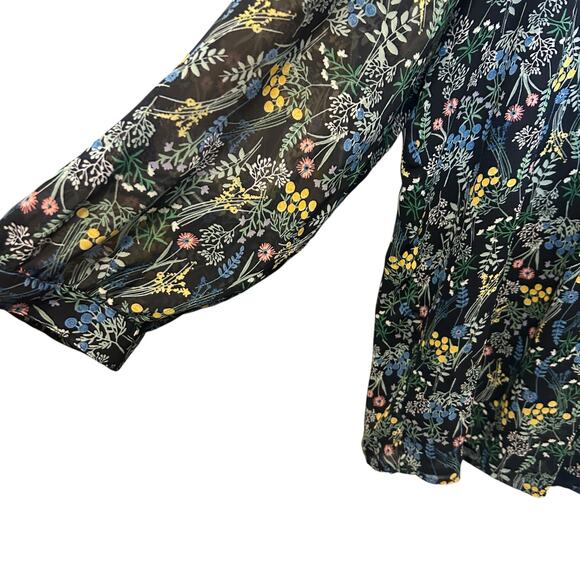 Tommy Hilfiger Women Top 2X Navy Floral Babydoll Cottagecore‎ Romantic Peasant - Picture 5 of 11